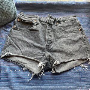 Levi's 501 Women's Denim Cut-Off Charcoal Black Jean Shorts W30